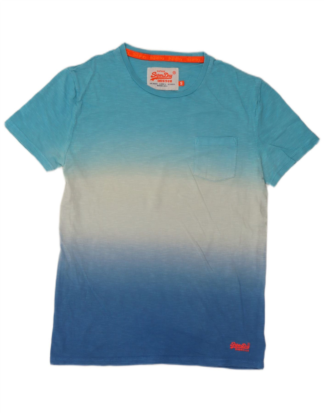 Superdry T-shirt top til mænd, lille blå slipsfarvet bomuld
