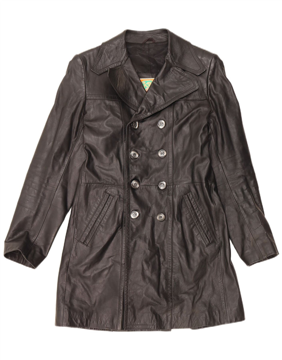 VINTAGE Læderfrakke til mænd IT 48 Medium Sort Læder