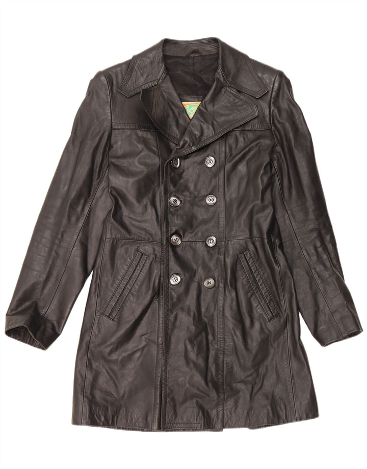 VINTAGE Læderfrakke til mænd IT 48 Medium Sort Læder