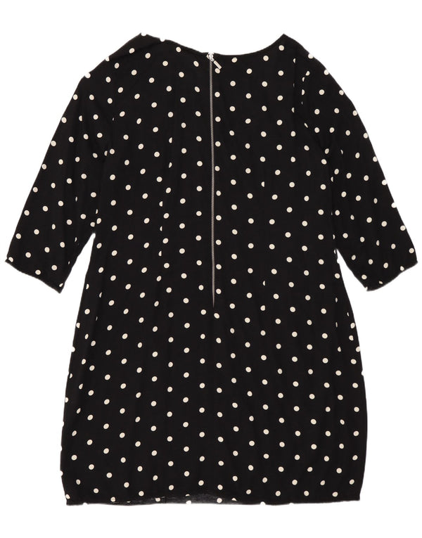 Marks & Spencer Womens 3/4 Sleeve Shift Dress UK 16 Large Black Spotted