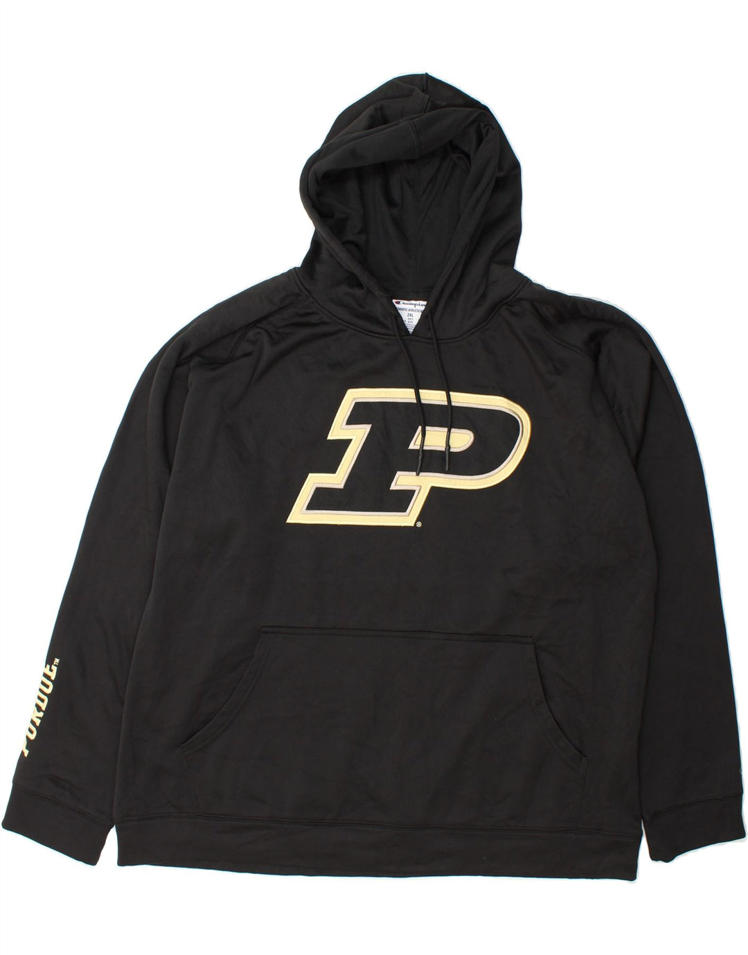 CHAMPION Mens Purdue Graphic Hoodie Jumper 2XL Black Polyester Vintage Champion and Second-Hand Champion from Messina Hembry 