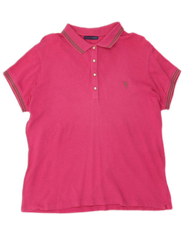Trussardi Jeans Dame Polo Shirt UK 18 XL Pink