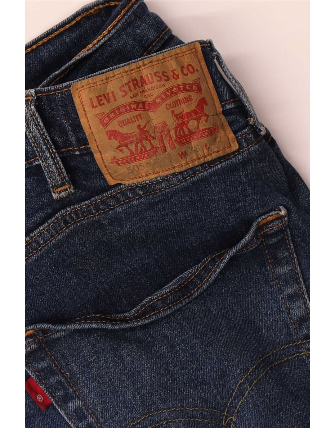 Levi's Herre 505 Straight Jeans W38 L32 Marineblå Bomuld