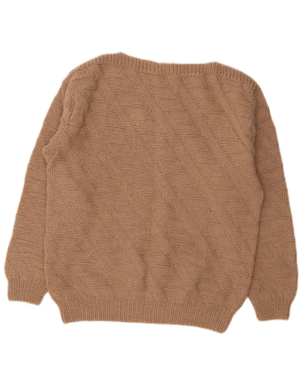 Vintage Dame Boat Neck Jumper Sweater UK 14 Large Brown