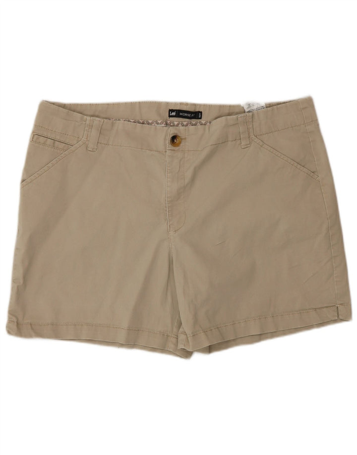 Lee Womens Mid Rise Chino Shorts US 18 2XL W38 Beige Bomuld