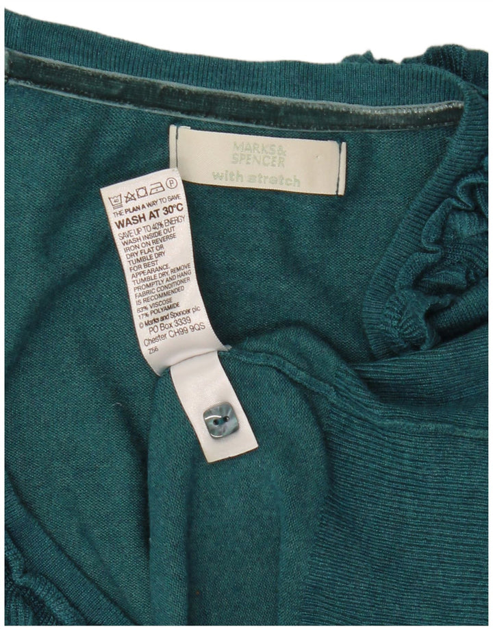 Marks & Spencer Dame Crop Cardigan Sweater UK 12 Medium Green