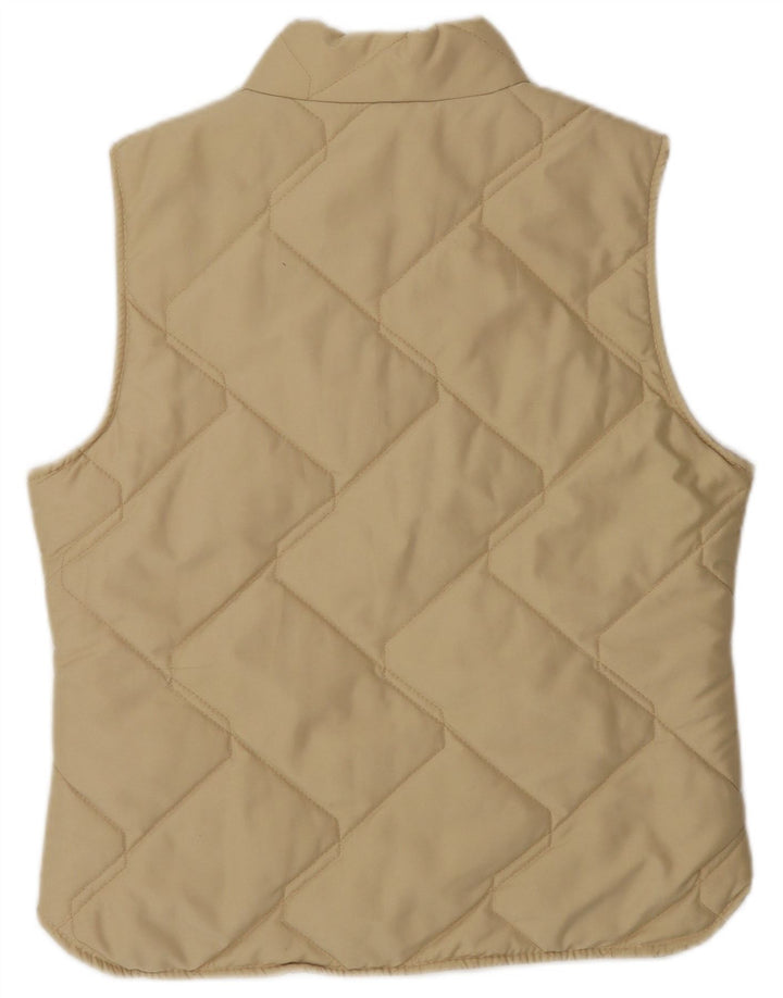 VINTAGE Polstret Gilet til kvinder UK 12 Medium Beige