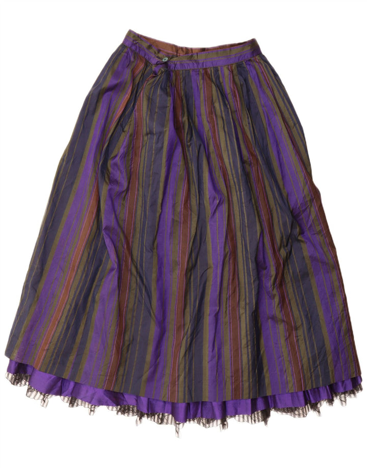 Lodenfrey Womens Flared Nederdel W28 Medium Lilla Stribet Silke