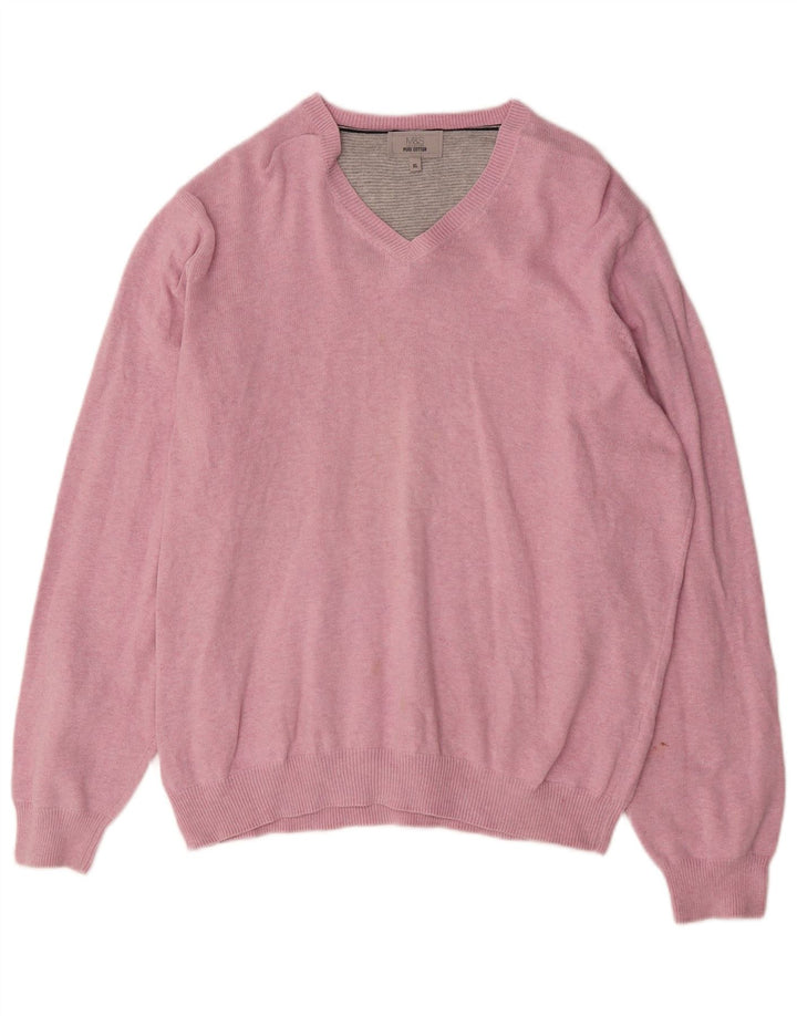 Marks & Spencer Herre V-hals sweater XL Pink Bomuld