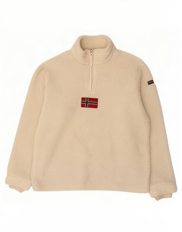 Napapijri Herre lynlås hals Fleece Jumper Large Off White