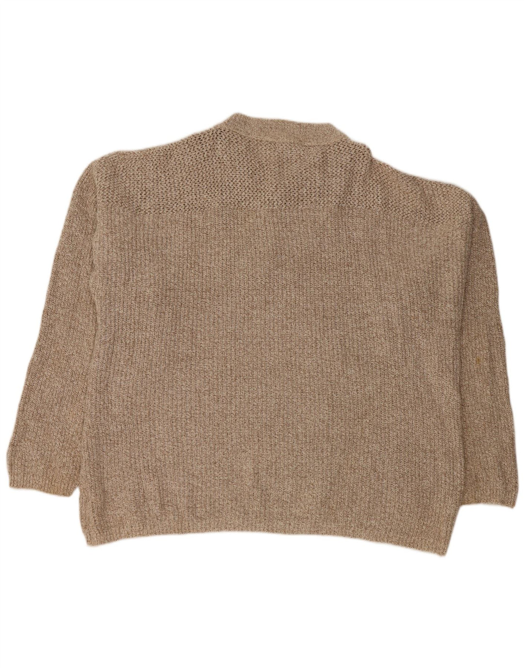 EDDIE BAUER Herre Oversized Button Neck Jumper Sweater XL Beige Flecked