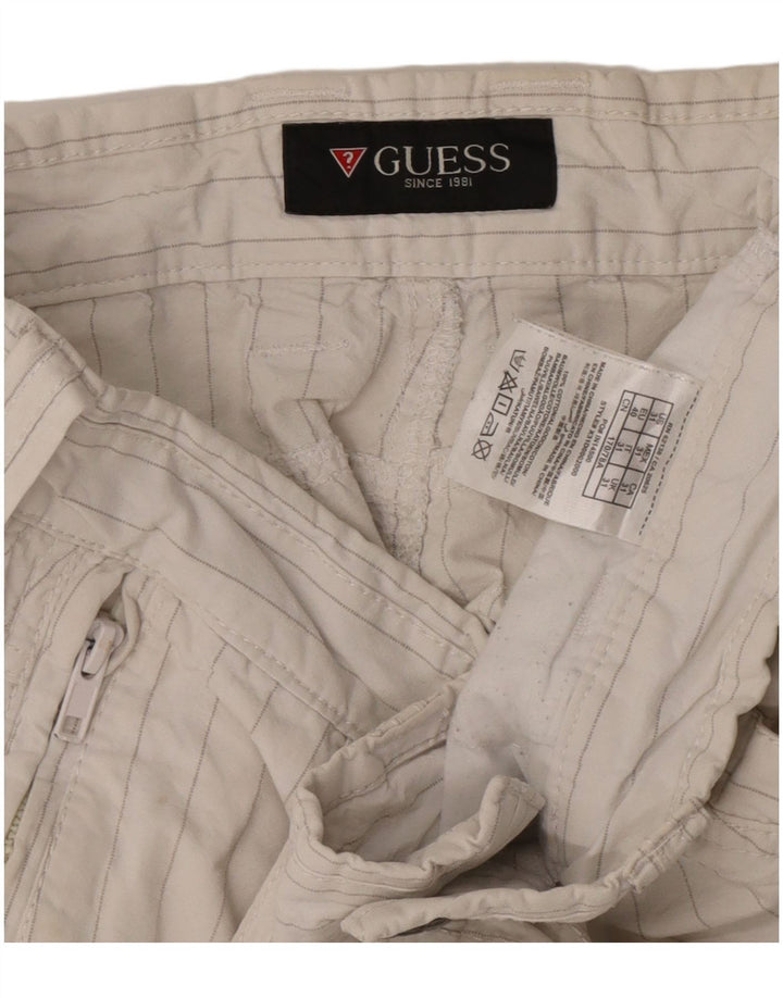 Guess Herre Cargo Shorts W31 Medium White Pinstripe Bomuld