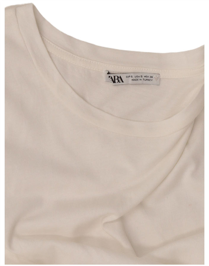 Zara Womens Crop Bluse Top UK 10 Small White