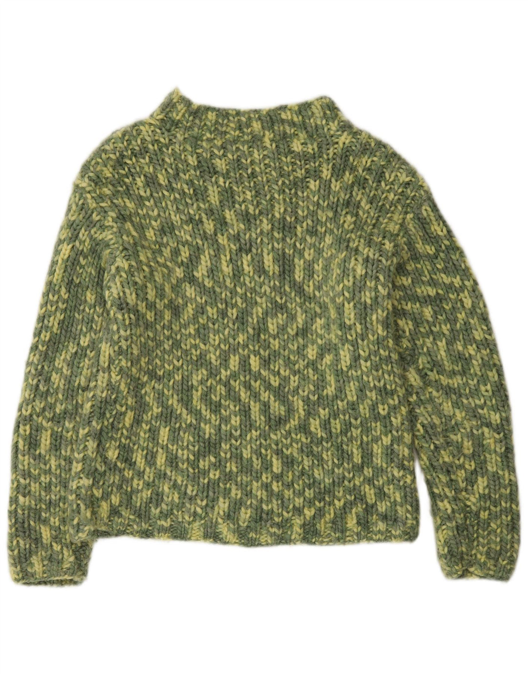 Vintage Dame Turtle Neck Jumper Sweater UK 14 Medium Green Flecked
