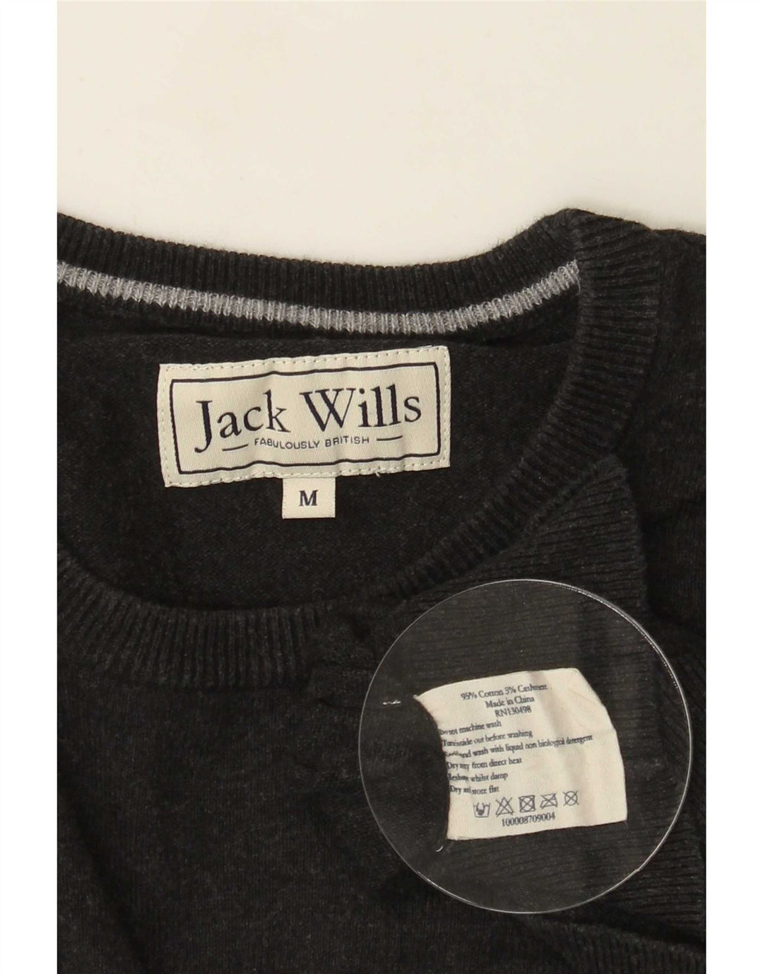 Jack Wills Herre Crew Neck Jumper Sweater Medium Grå Bomuld