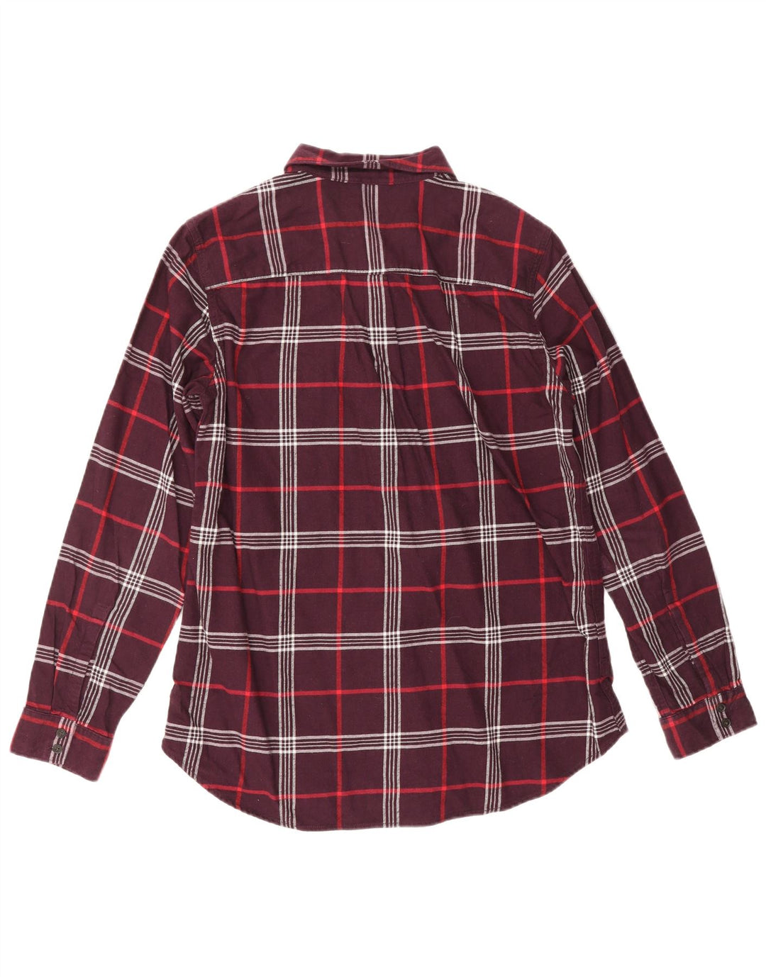 EDDIE BAUER Dame Classic Fit Flannel Shirt UK 14 Medium Burgundy Check