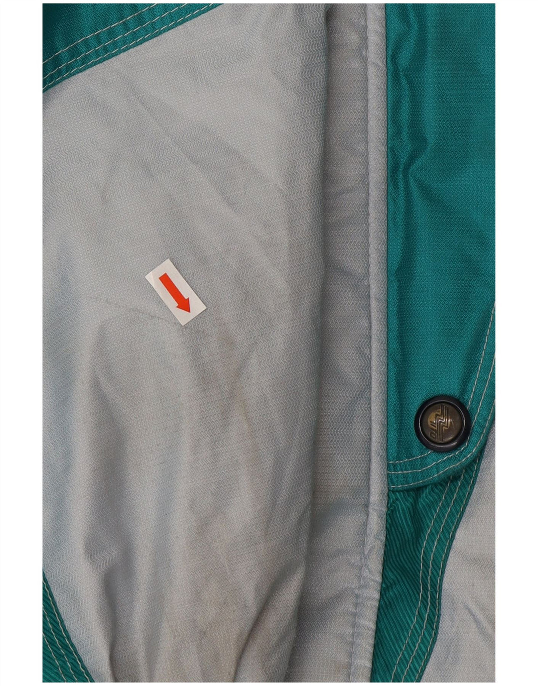 Vintage Herre grafisk skijakke EU 48 Medium Green Colourblock Polyamid