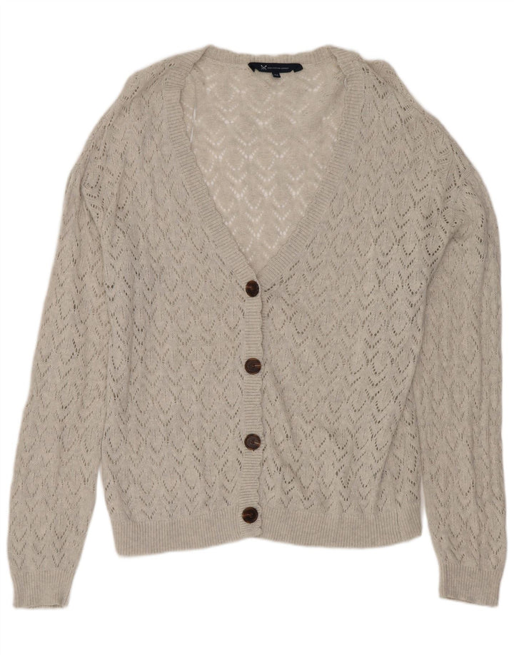 Crew Clothing Dame Oversized Cardigan Sweater UK 12 Medium Grey Bomuld