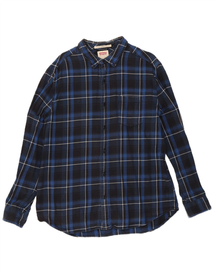 Levi's Herre Slim Fit Flanellskjorte 2XL Navyblå Ternet Bomuld