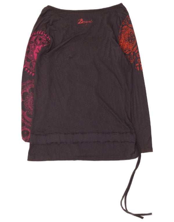 Desigual Dame Grafisk Top Langærmet UK 12 Medium Black Floral