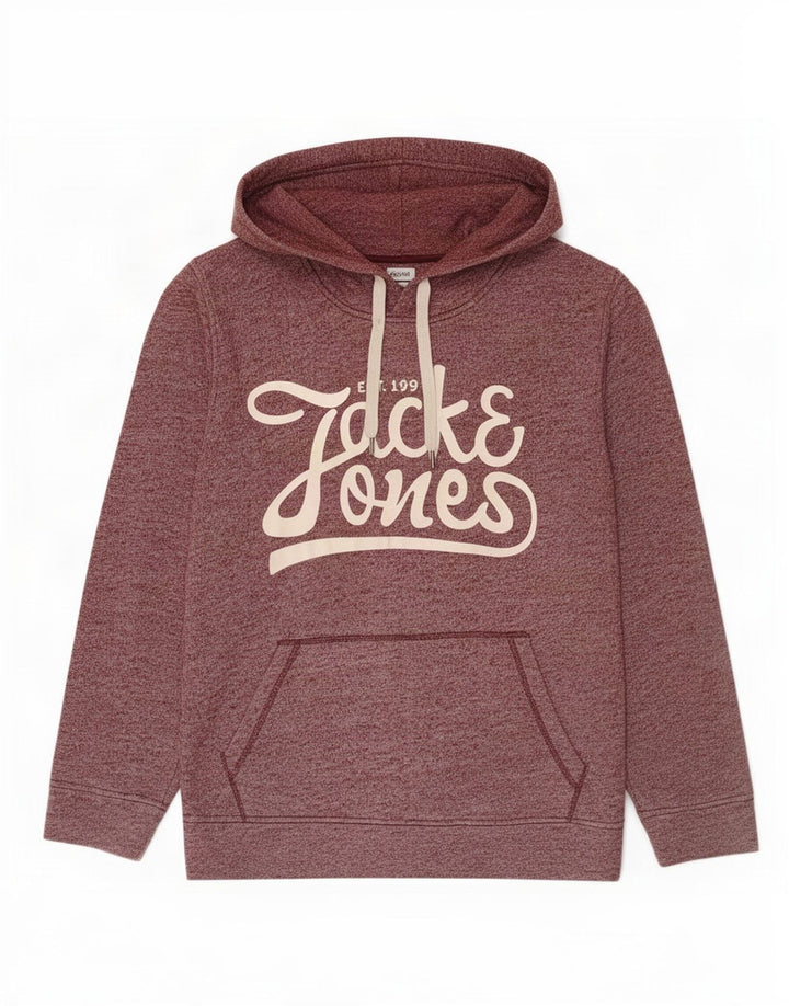 Jack & Jones Grafisk hættetrøje til mænd Medium Burgundy Flecked Polyester