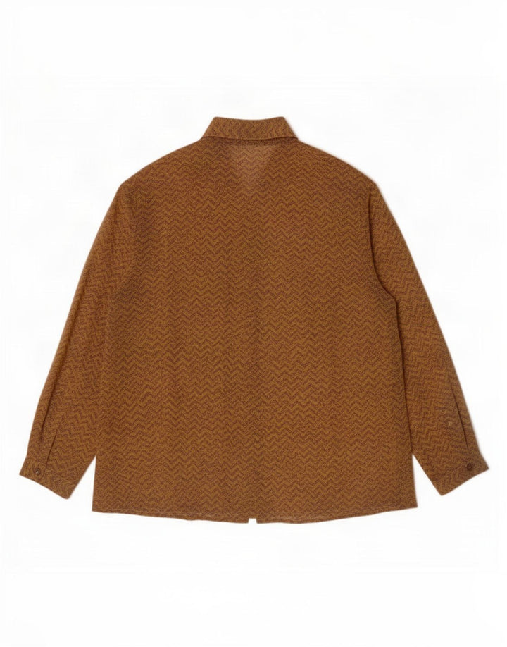 Barth Dame Gennemsigtig Skjorte Bluse IT 48 XL Gul Geometrisk Polyester