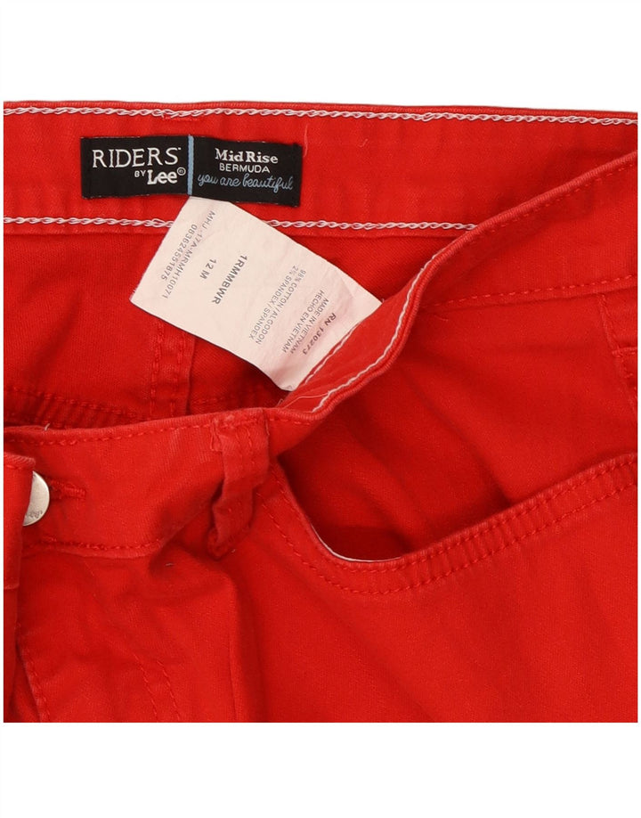 Lee Womens Riders Mid Rise Bermuda Shorts US 12 Large W32 Red Bomuld