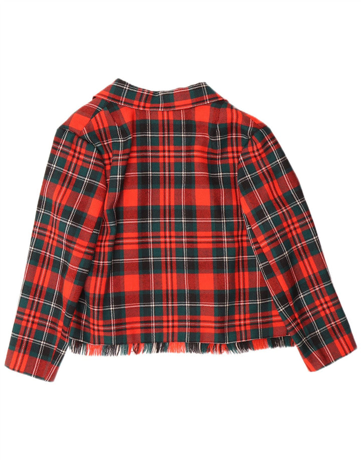 VINTAGE Dame 2-delt nederdel sæt EU 42 Large W28 L23 rød ternet uld