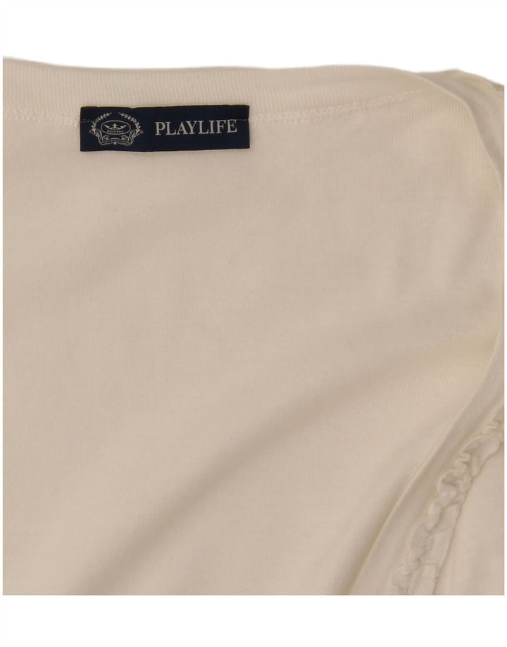 Playlife Dame 3/4-ærmet bluse Top UK 8 Small White