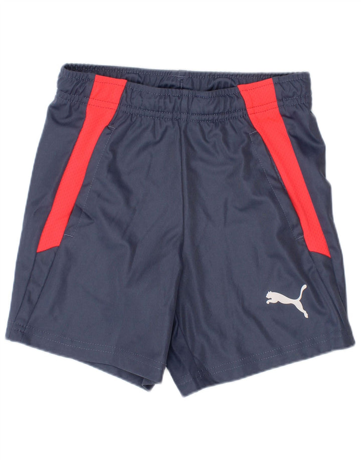 Puma Boys Sports Shorts 5-6 år Navy Blue Colourblock Polyester