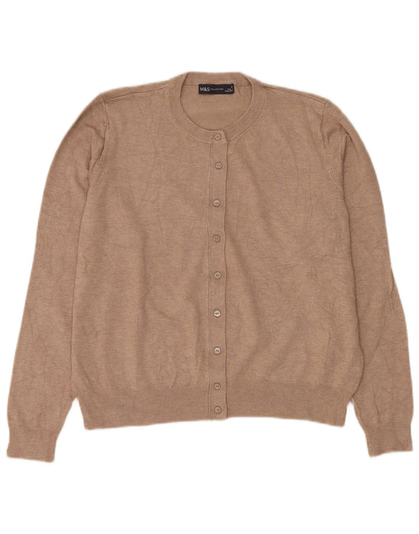 MARKS & SPENCER Dame Crop cardigan sweater UK 18 XL Beige Viscose