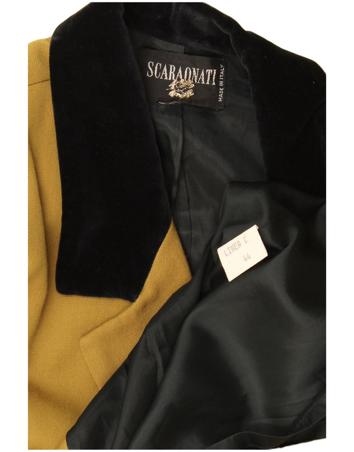 Vintage dobbeltradet frakke til kvinder IT 44 Medium Khaki Colourblock Uld