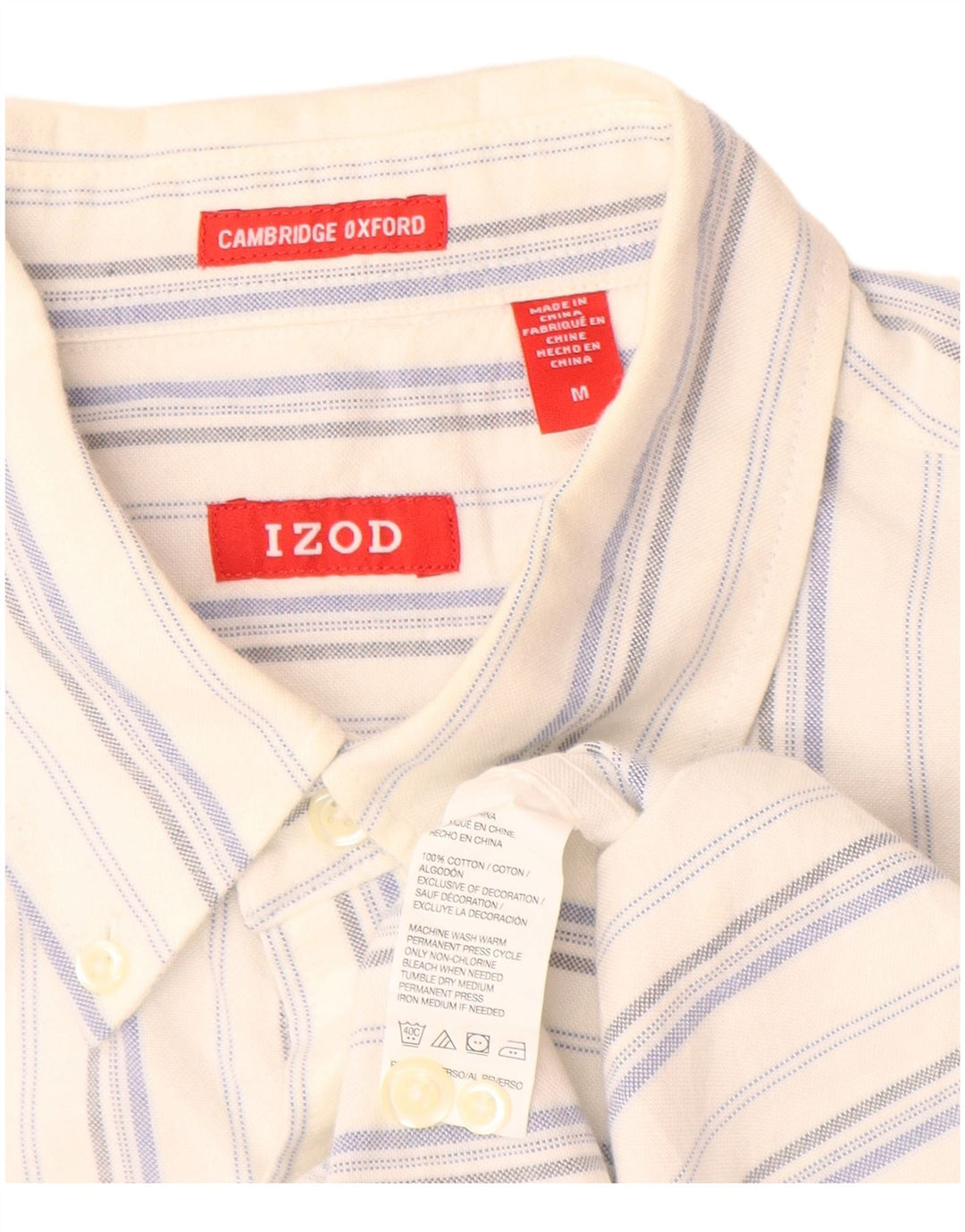 Izod Herreskjorte Medium hvid stribet bomuld