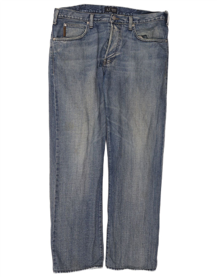 Armani Straight Jeans til mænd W36 L34 blå bomuld