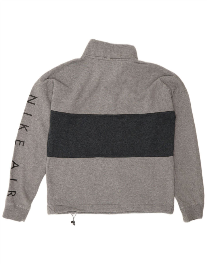 Nike Herre grafisk sweatshirt med lynlåshals, lille grå farveblok bomuld