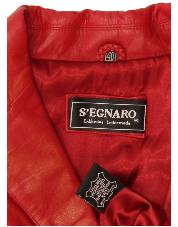 Vintage dame 3-knaps læder blazerjakke EU 40 Medium rødt læder