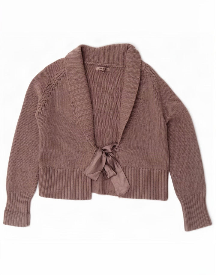 Jigsaw Womens Crop 3/4-ærmet wrap cardigan sweater UK 14 Medium Brun