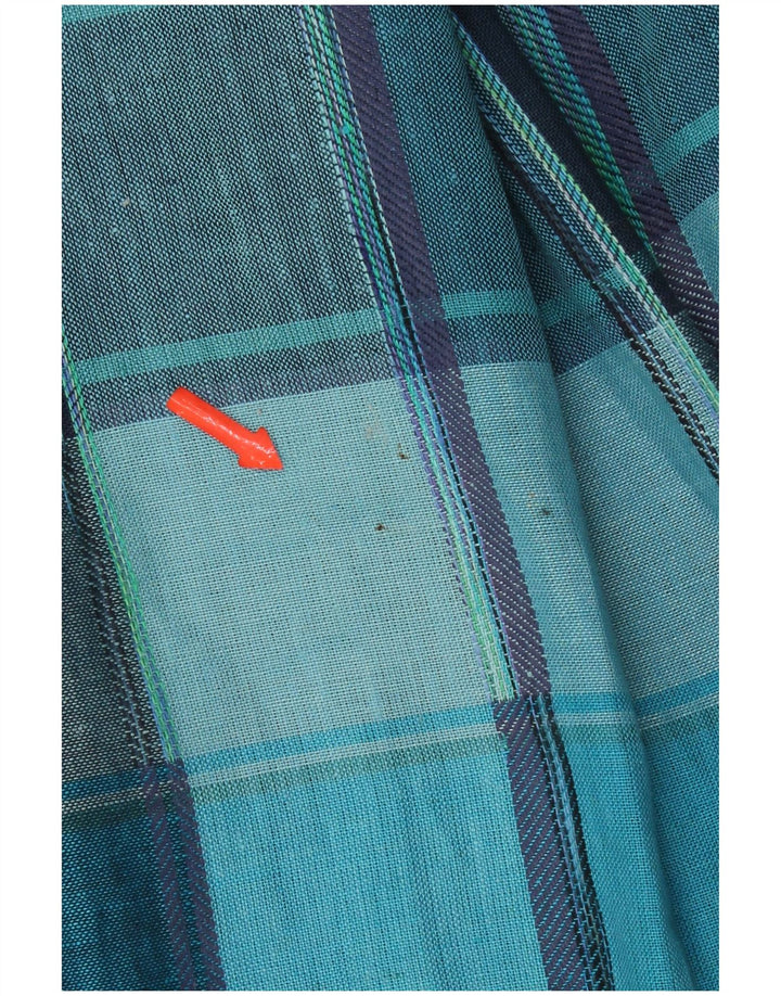 Vintage dame 2-knaps blazerjakke UK 18 XL blå ternet viskose