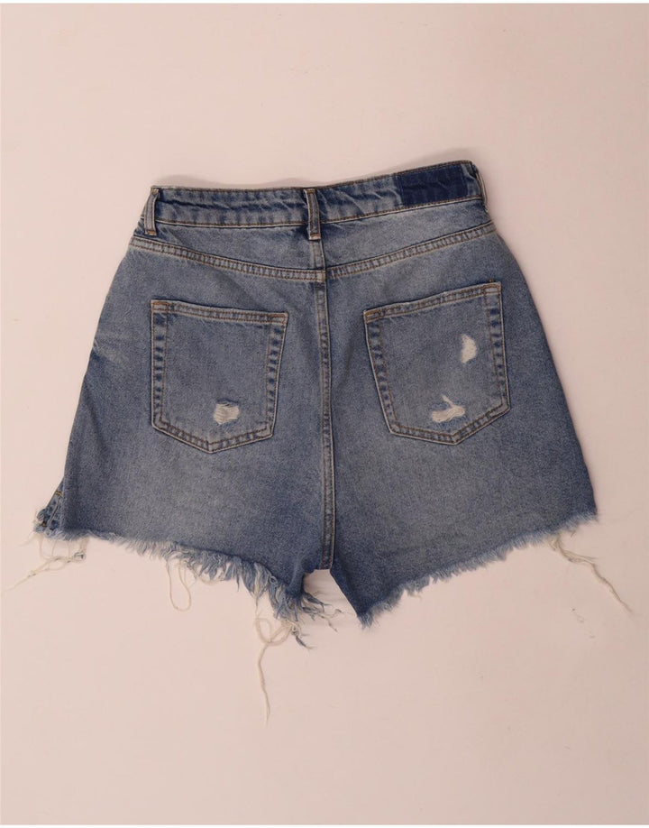 Zara Womens Distressed Denim Shorts EU 38 Small W28 Blue