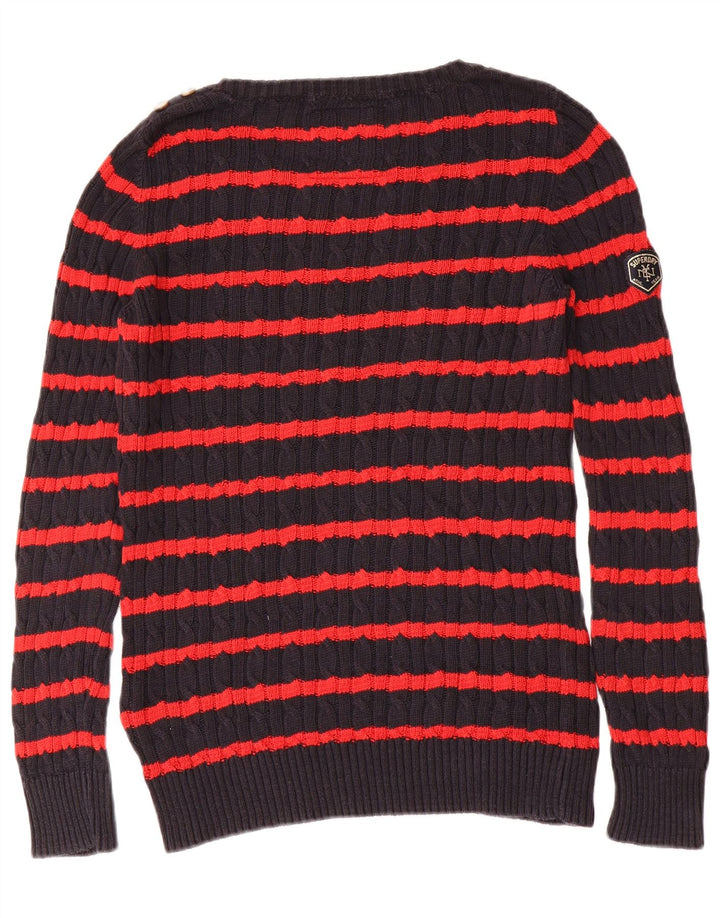 Superdry Sweater med rund hals til kvinder UK 12 Mellem marineblå stribet