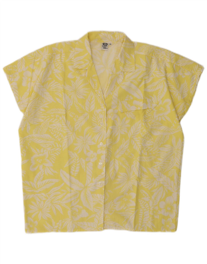 C & A Dame Kortærmet Oversized skjortebluse EU 40 Medium Yellow Floral