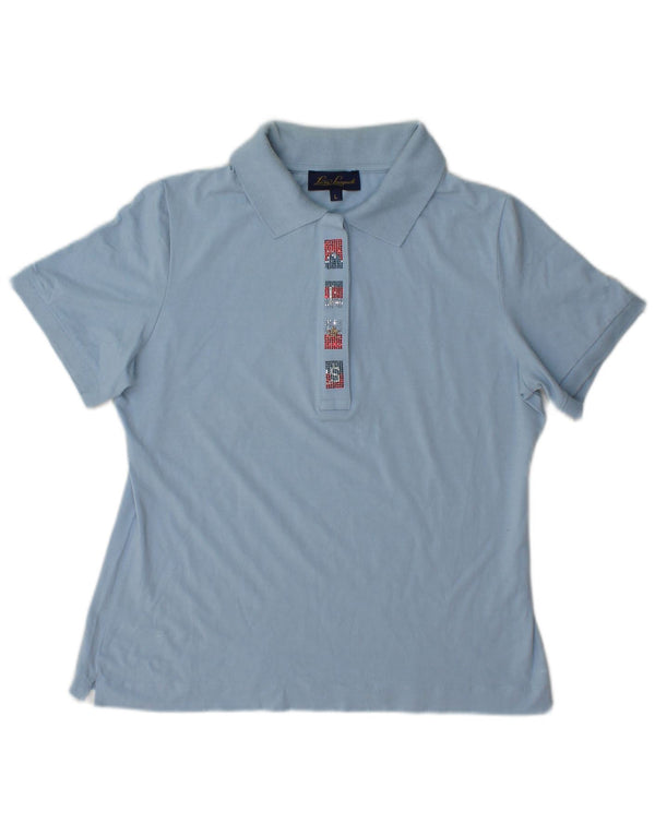 Luisa Spagnoli Dame Polo Shirt UK 16 Large Blue Viscose