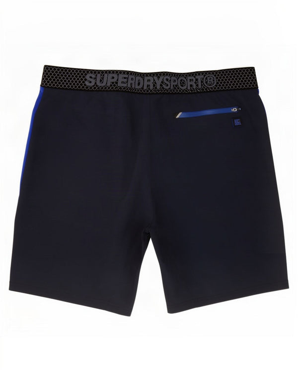 Superdry Mens Graphic Sport Shorts 2XL Navy Blue Colourblock Polyester