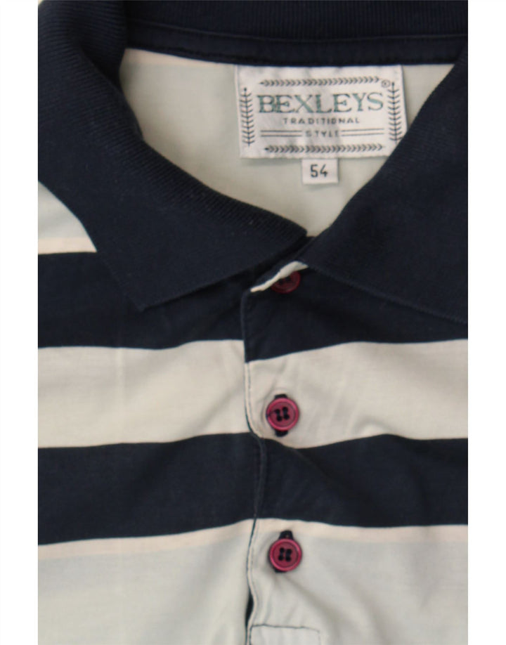 BEXLEYS Mens Polo Shirt IT 54 XL White Striped Vintage Bexleys and Second-Hand Bexleys from Messina Hembry 