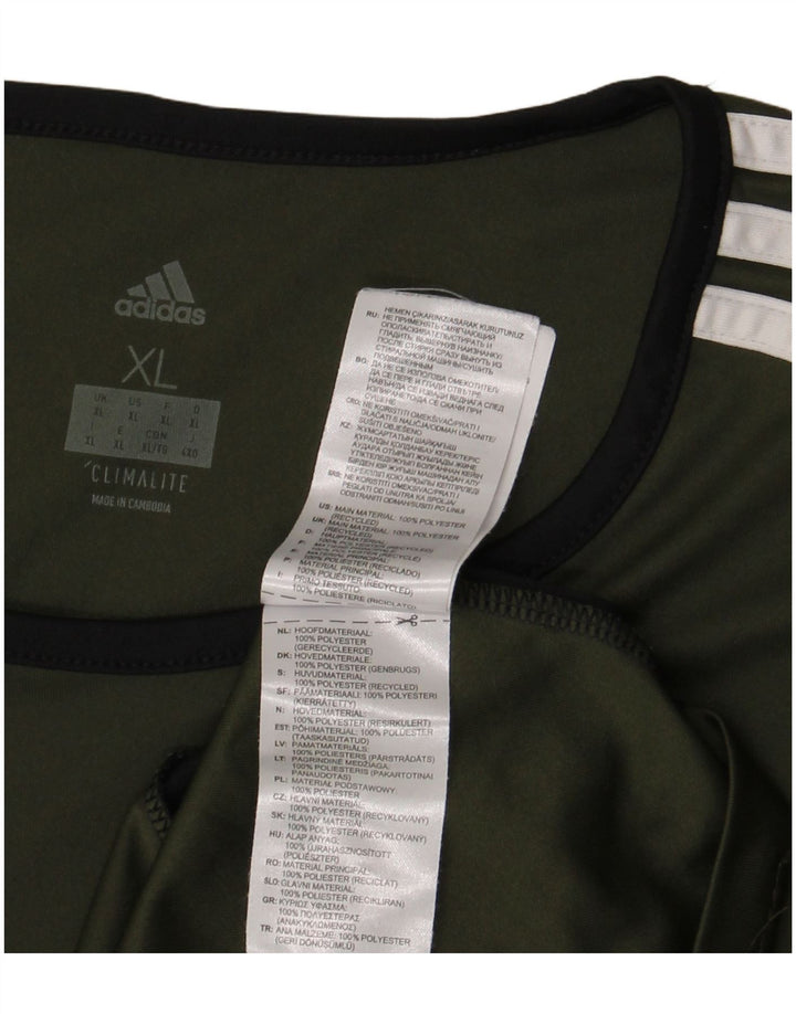 Adidas Herre Climalite T-Shirt Top XL Khaki Colourblock Polyester
