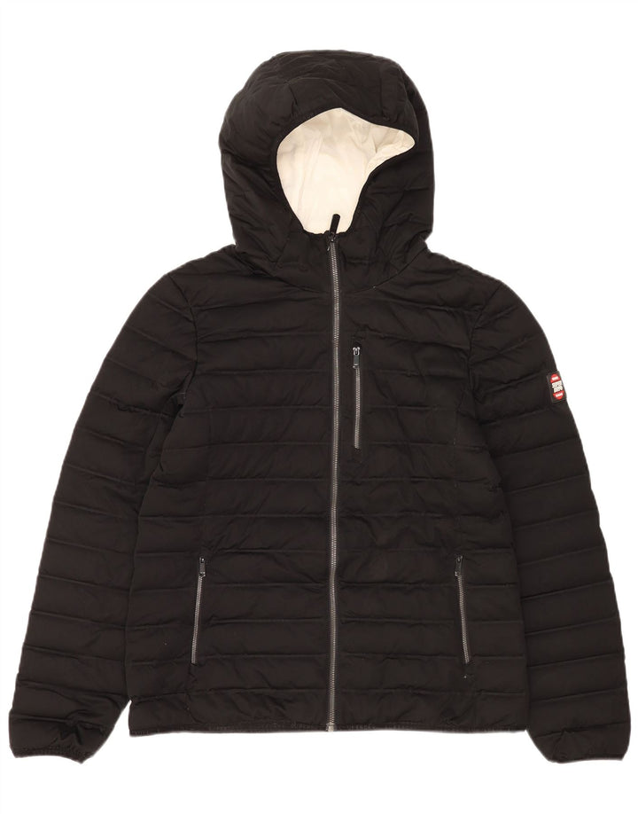 Superdry Polstret hættejakke til kvinder UK 14 Stor sort polyester