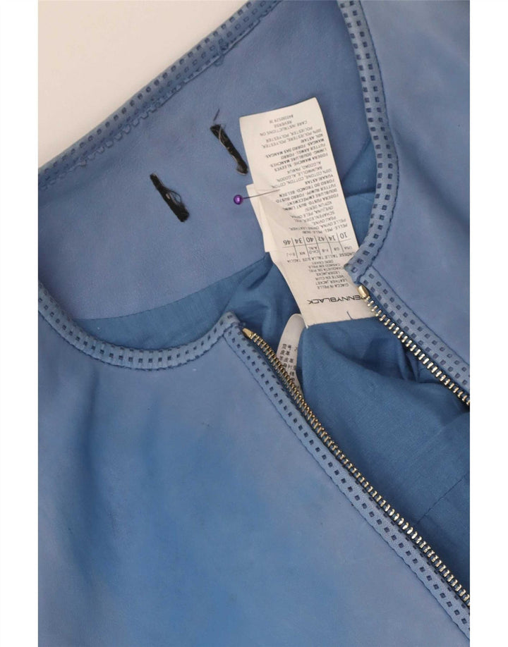 Penny Black Womens Læder Bomber Jacket UK 14 Large Blue Læder