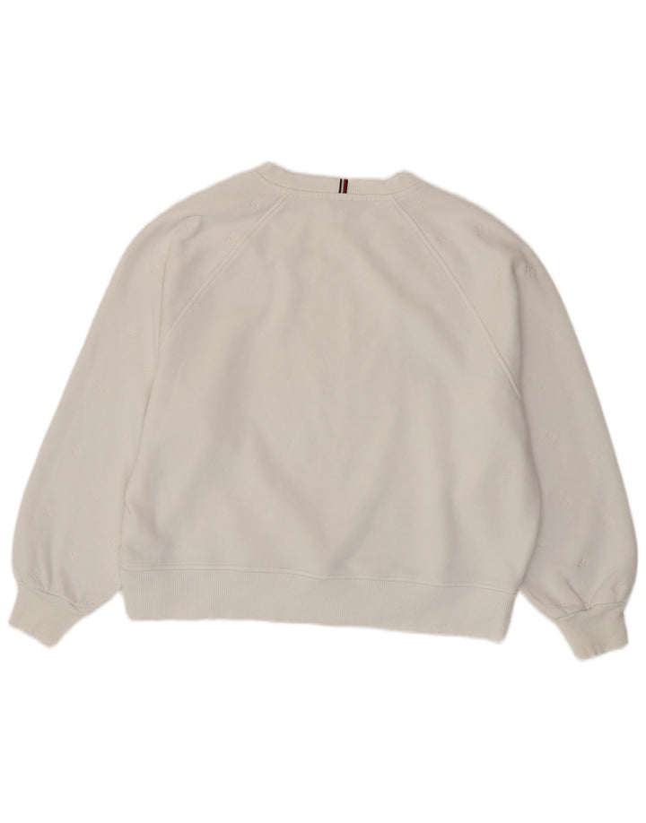 TOMMY HILFIGER Oversized sweatshirttrøje til kvinder UK 16 Stor hvid bomuld