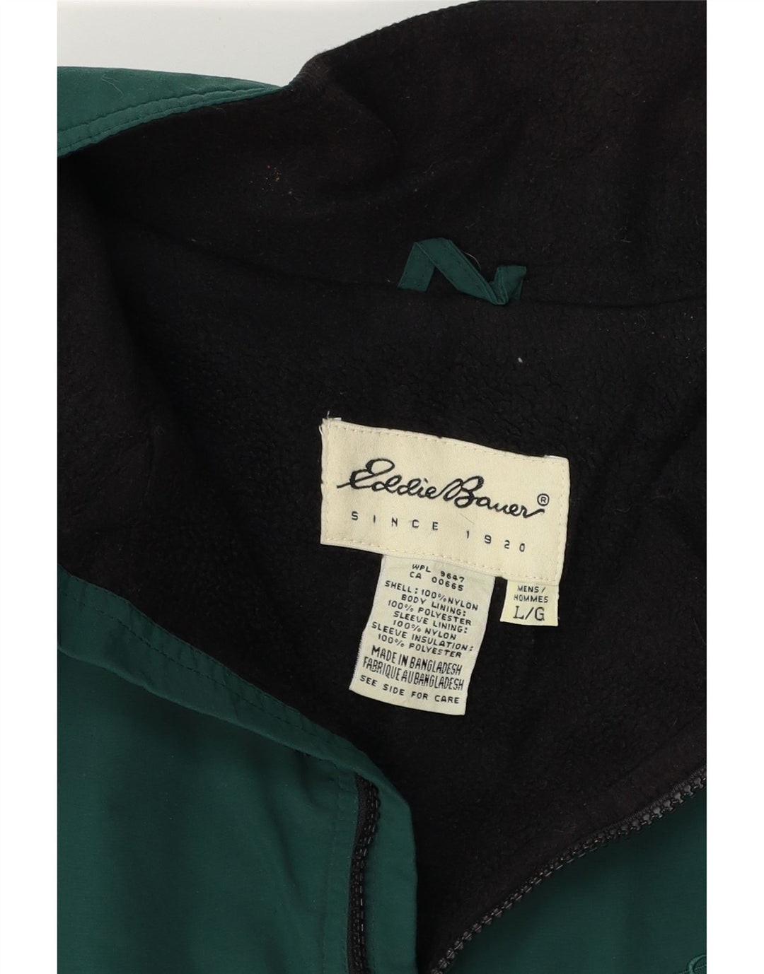 Eddie Bauer Herre Bomber Windbreaker Jacket UK 40 Large Green Polyester
