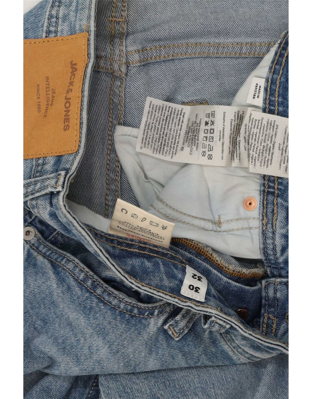 Jack & Jones Herre GLENN Distressed Slim Jeans W30 L32 Blå Bomuld